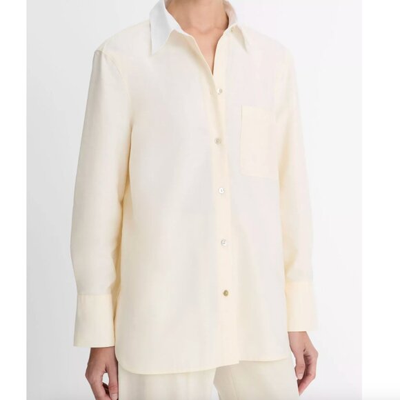 NWT Vince contrast-collar cotton oxford shirt (large) - Picture 2 of 11